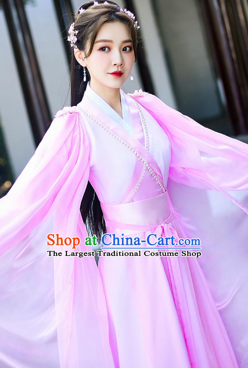 Love And Redemption Chu Xuanji Pink Hanfu Dress Ancient Fairy Costume Chinese Classical Dance Attire
