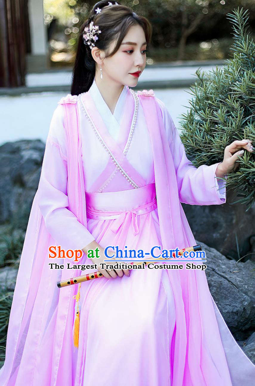 Love And Redemption Chu Xuanji Pink Hanfu Dress Ancient Fairy Costume Chinese Classical Dance Attire