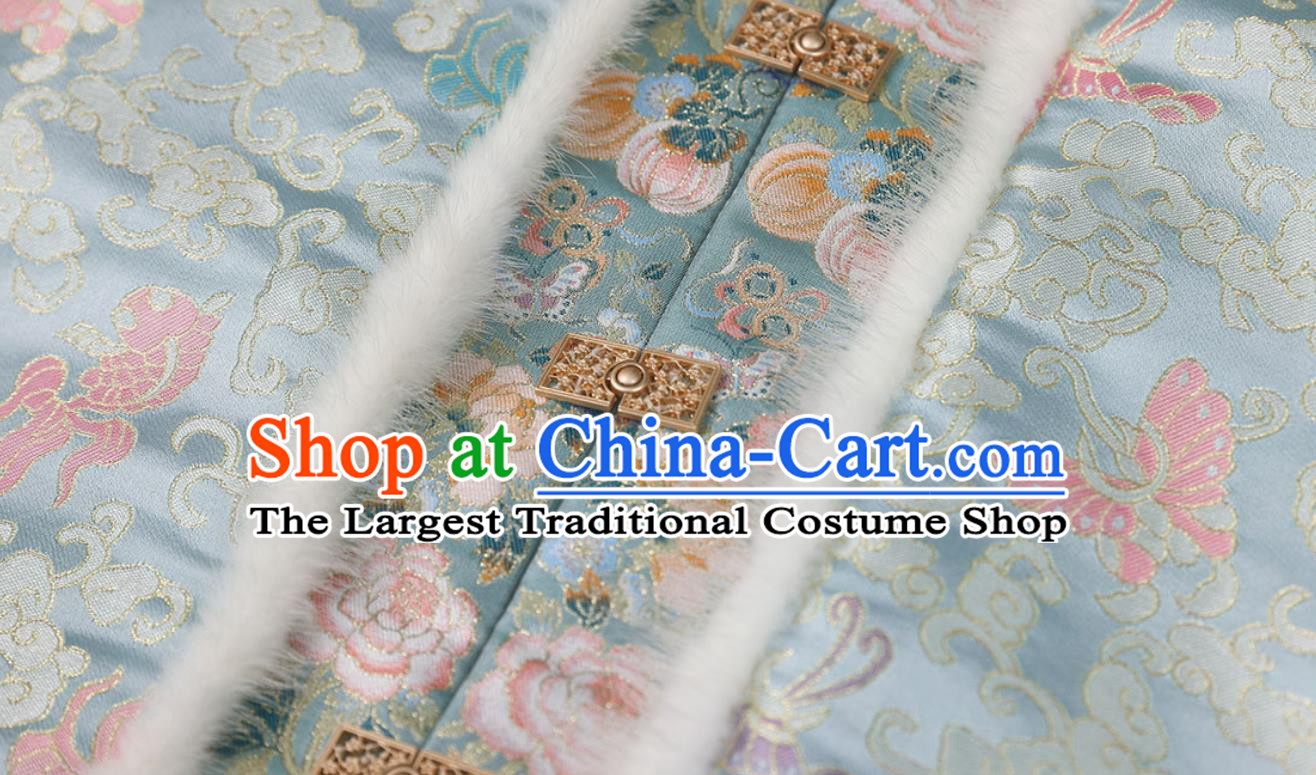 Silk Song Dynasty Brocade Jacquard Round Neck Short Jacket Traditional Chinese Clothing Ancient Winter Hanfu Ao
