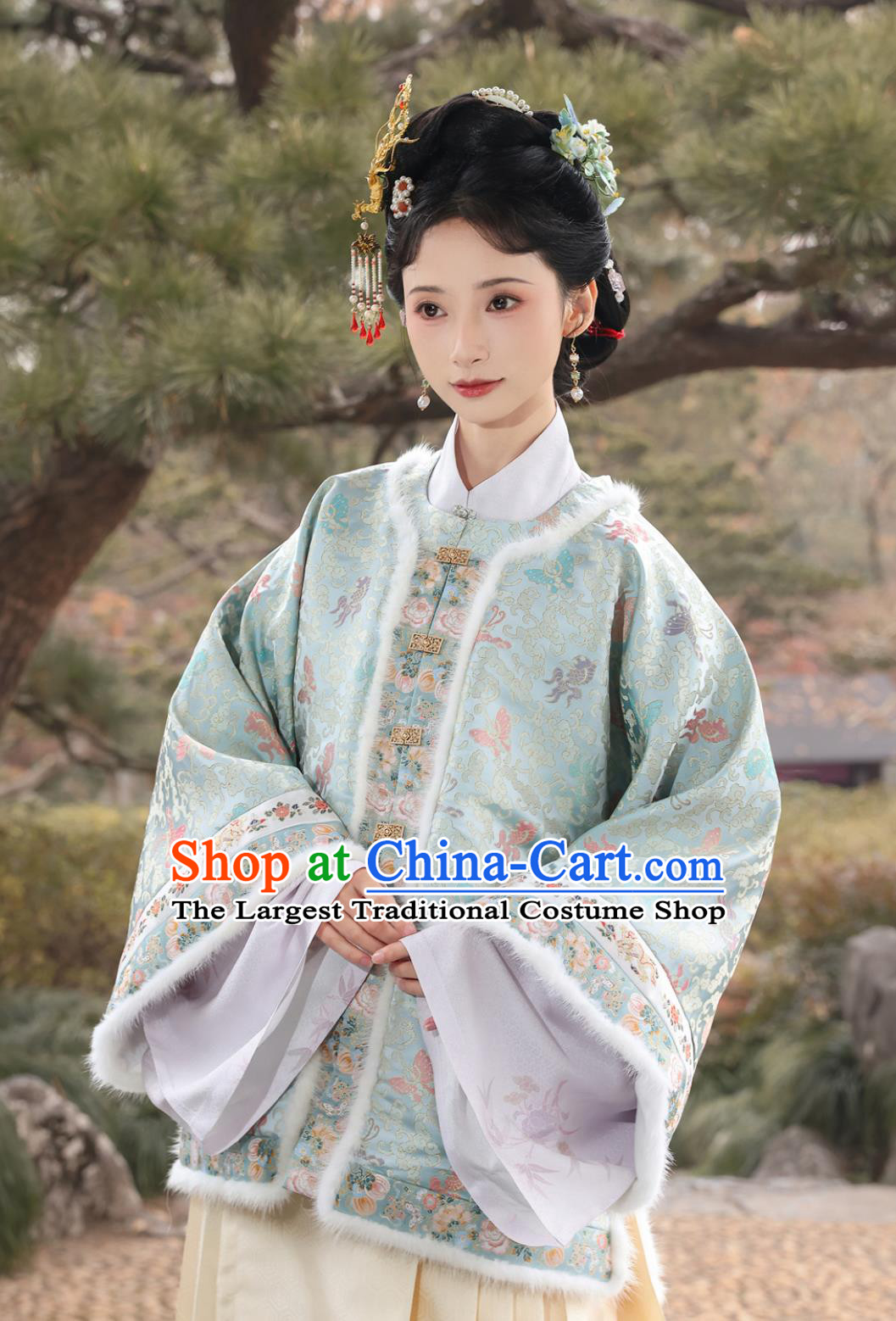 Silk Song Dynasty Brocade Jacquard Round Neck Short Jacket Traditional Chinese Clothing Ancient Winter Hanfu Ao