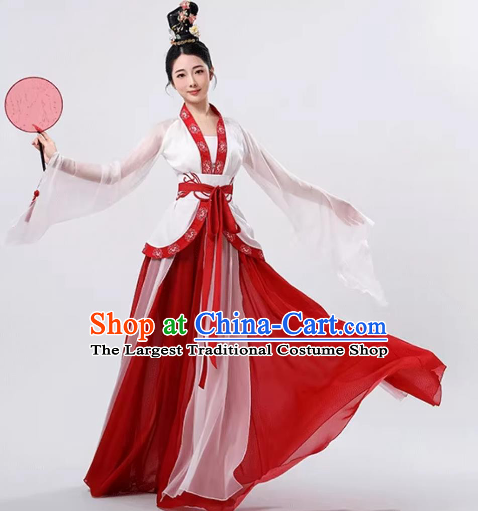 Chinese Classical Dance Dress Women Flowing Millennium Costume Mid Autumn Festival Chang E Performance Attire