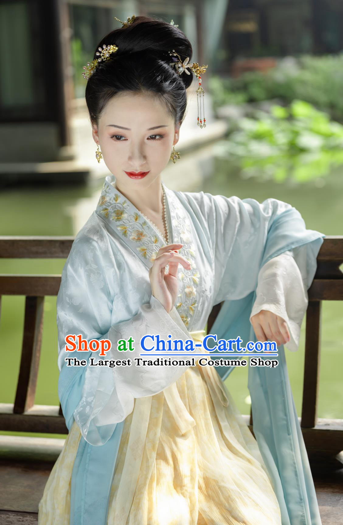 Traditional Chinese Costumes Song Dynasty Silk Jacquard Jiaoling Blouse Ruqun Set
