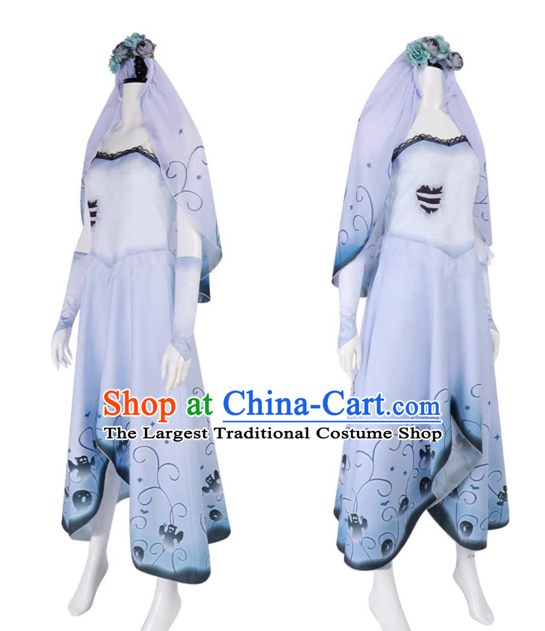 Corpse Cosplay Costume Bride Dress Cosplay Ghost Clothing for Women