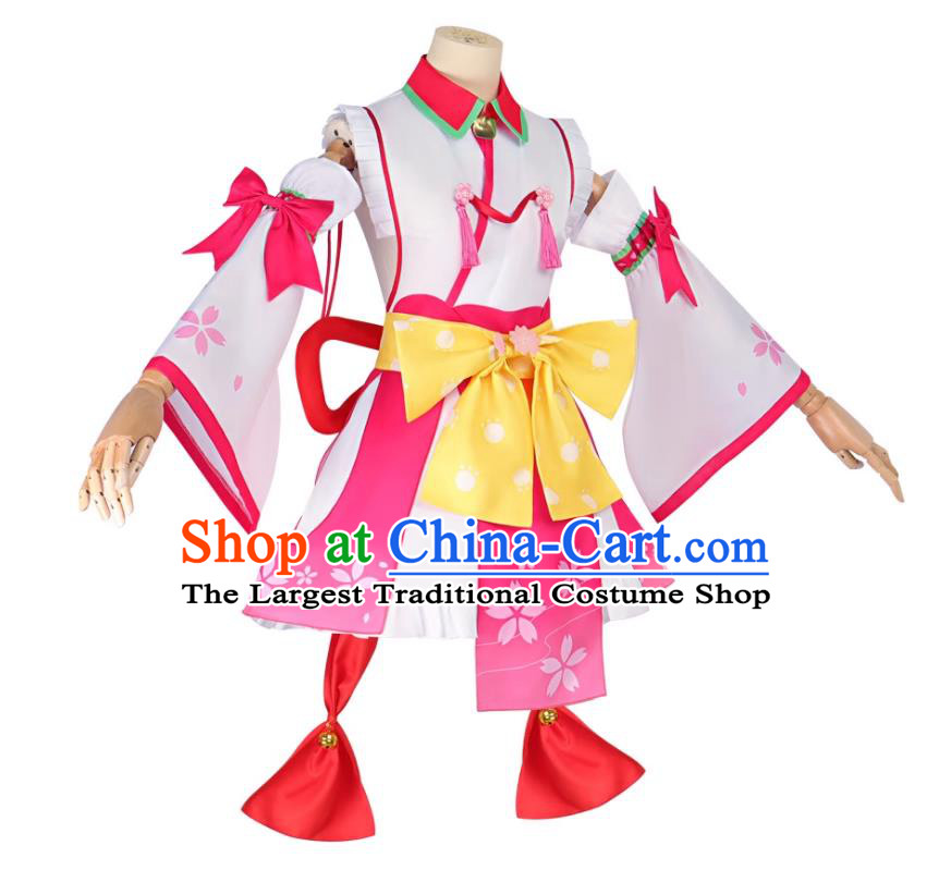Vtuber Japanese Virtual Idol Sakura Miko Cosplay Costume Printed Kimono Anime Cosplay Clothing