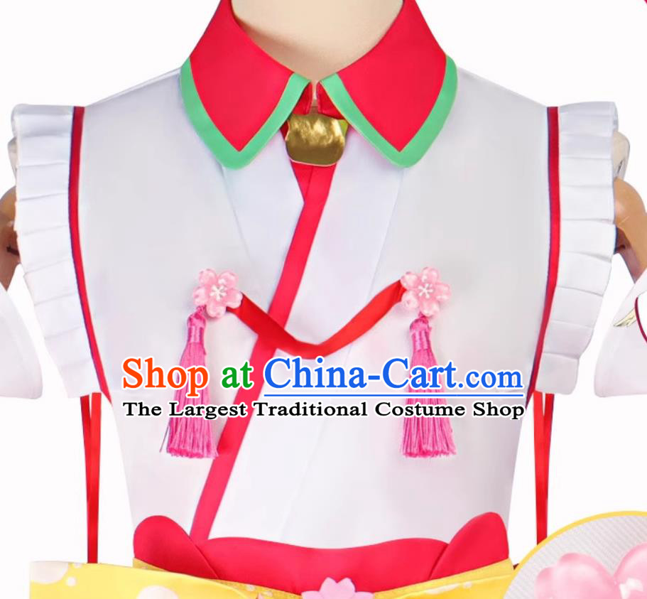 Vtuber Japanese Virtual Idol Sakura Miko Cosplay Costume Printed Kimono Anime Cosplay Clothing