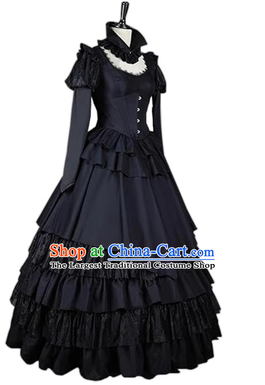 European Princess Dress Gothic Style Halloween Long Gown Wedding Dress
