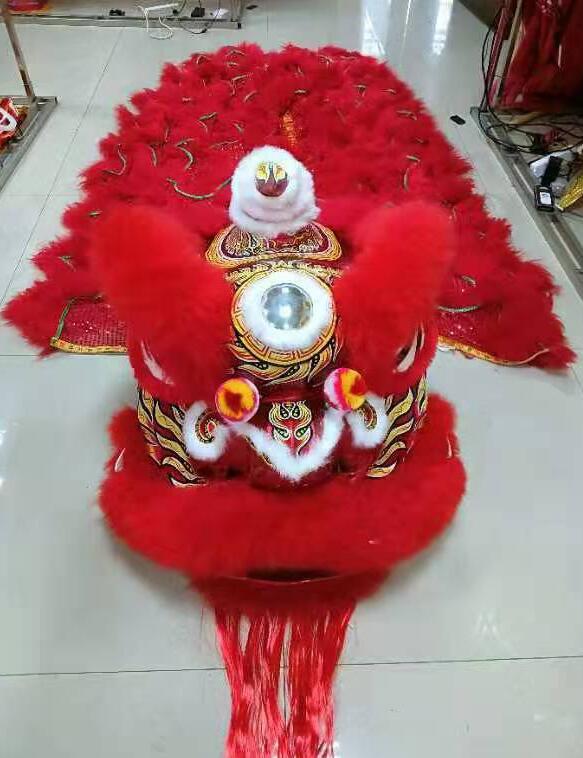 Traditional Festival Happy Props Red Wool Fut San Lion Dance Equipment Handmade Chinese Lion Dance Costume