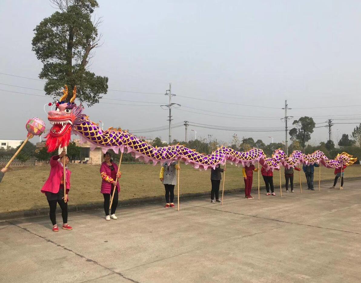 Chinese Dragon Dance Equipment Traditional Festival Loong Performance Prop Handmade Purple Dragon Dance Costume