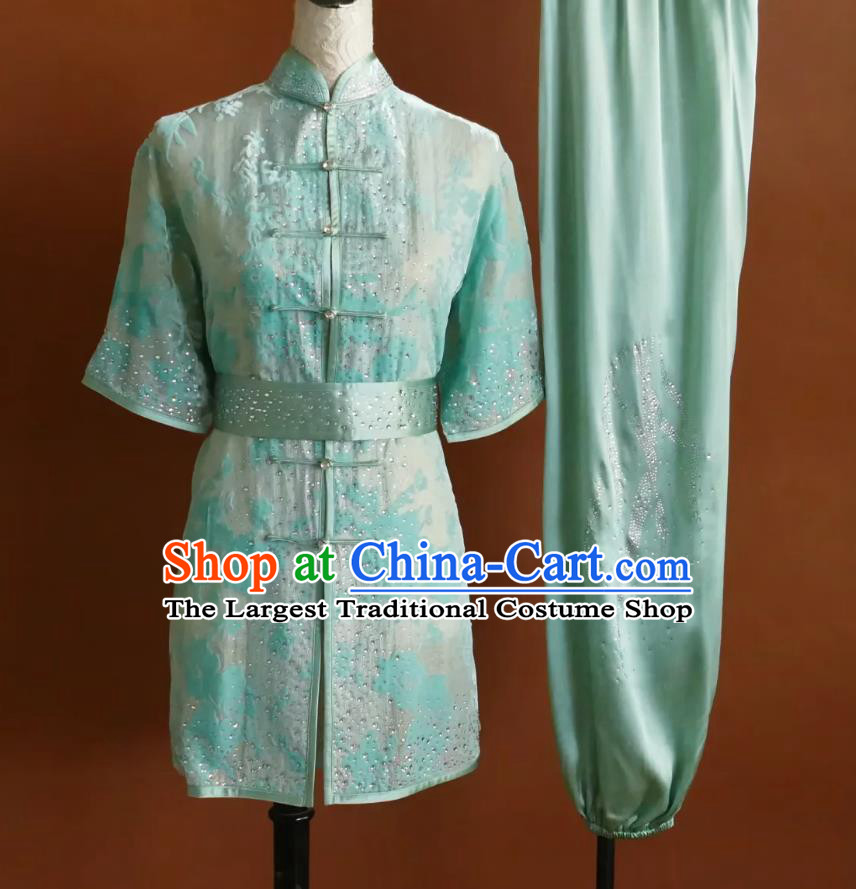 Professional Kung Fu Competition Clothing Light Blue Martial Arts Costume Chinese Changquan Performance Uniform