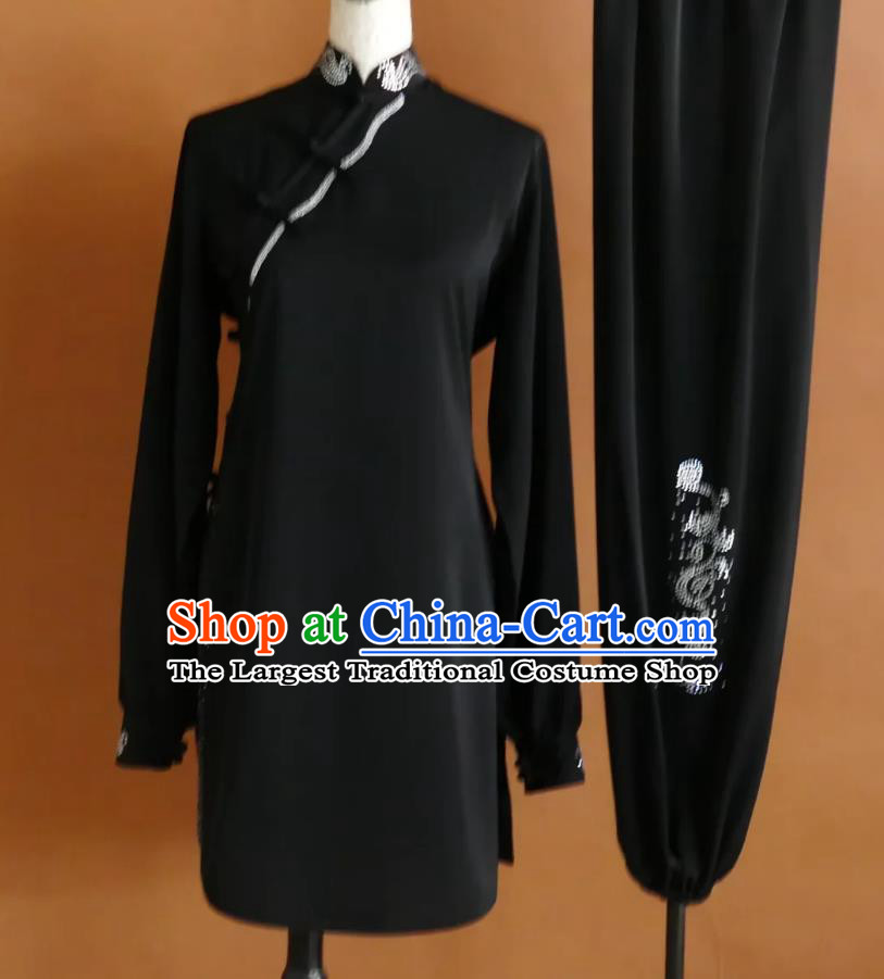 Sparkling Tai Chi Uniform Long Style Qigong Baduanjin Suit Chinese Kung Fu Competition Performance Clothing