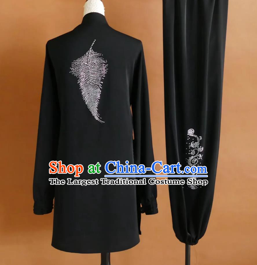 Sparkling Tai Chi Uniform Long Style Qigong Baduanjin Suit Chinese Kung Fu Competition Performance Clothing