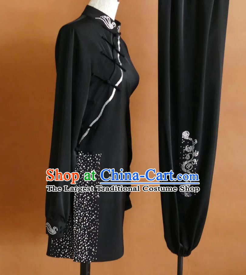 Sparkling Tai Chi Uniform Long Style Qigong Baduanjin Suit Chinese Kung Fu Competition Performance Clothing