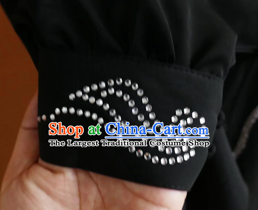 Sparkling Tai Chi Uniform Long Style Qigong Baduanjin Suit Chinese Kung Fu Competition Performance Clothing
