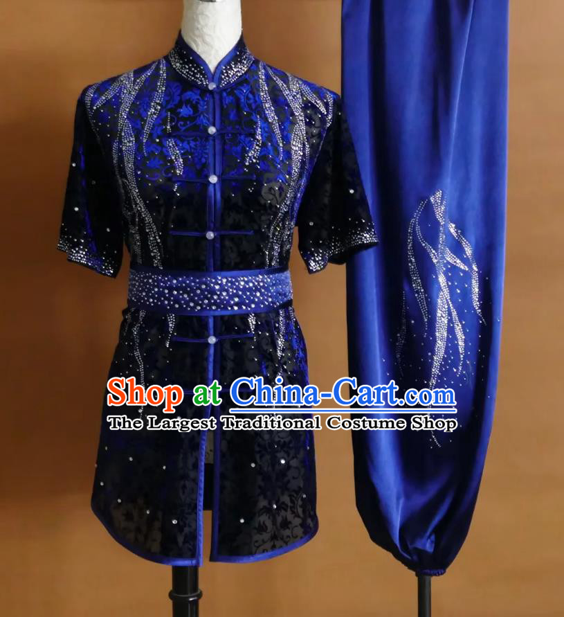 Changquan Group Performance Attire Black Lace Martial Arts Costume Professional Kung Fu Competition Uniform Wushu Clothing