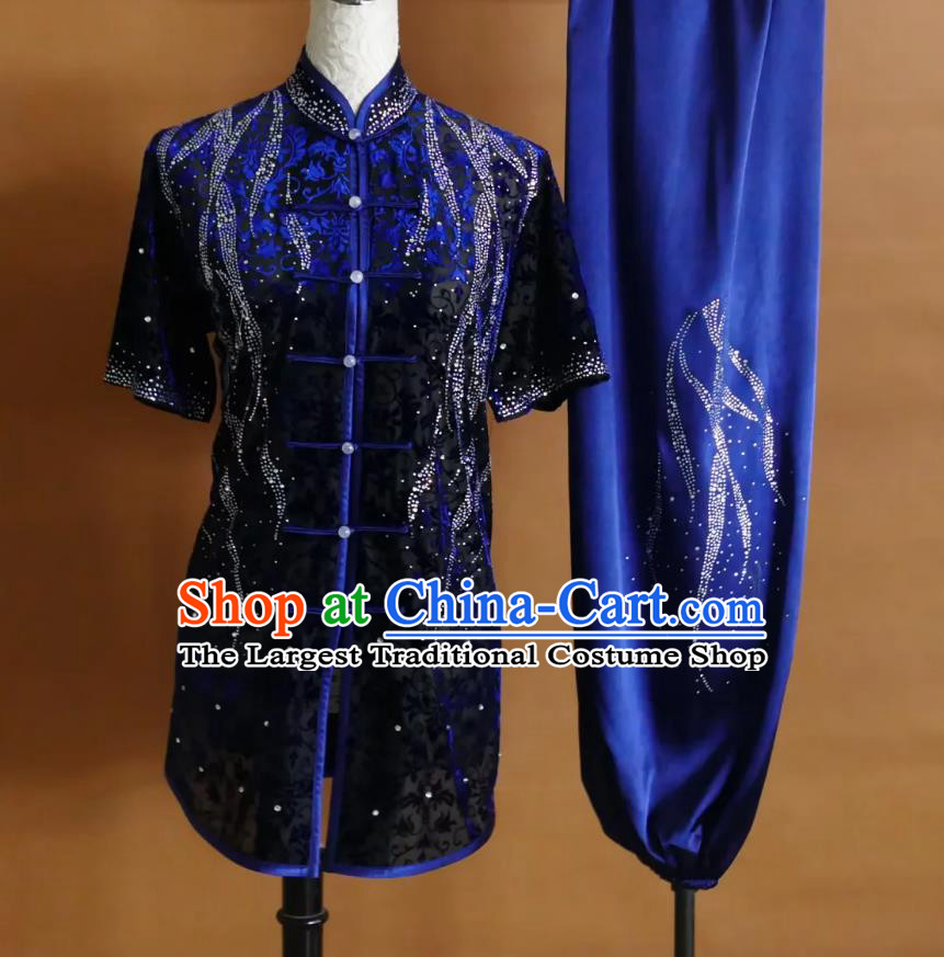 Changquan Group Performance Attire Black Lace Martial Arts Costume Professional Kung Fu Competition Uniform Wushu Clothing