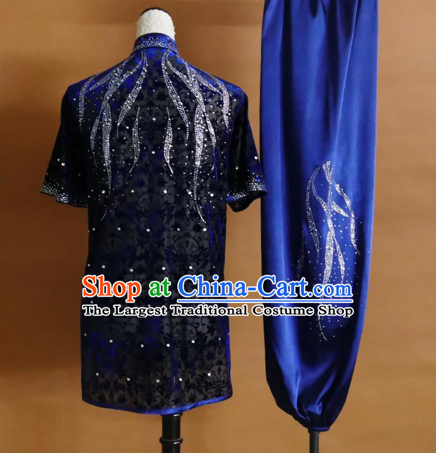 Changquan Group Performance Attire Black Lace Martial Arts Costume Professional Kung Fu Competition Uniform Wushu Clothing