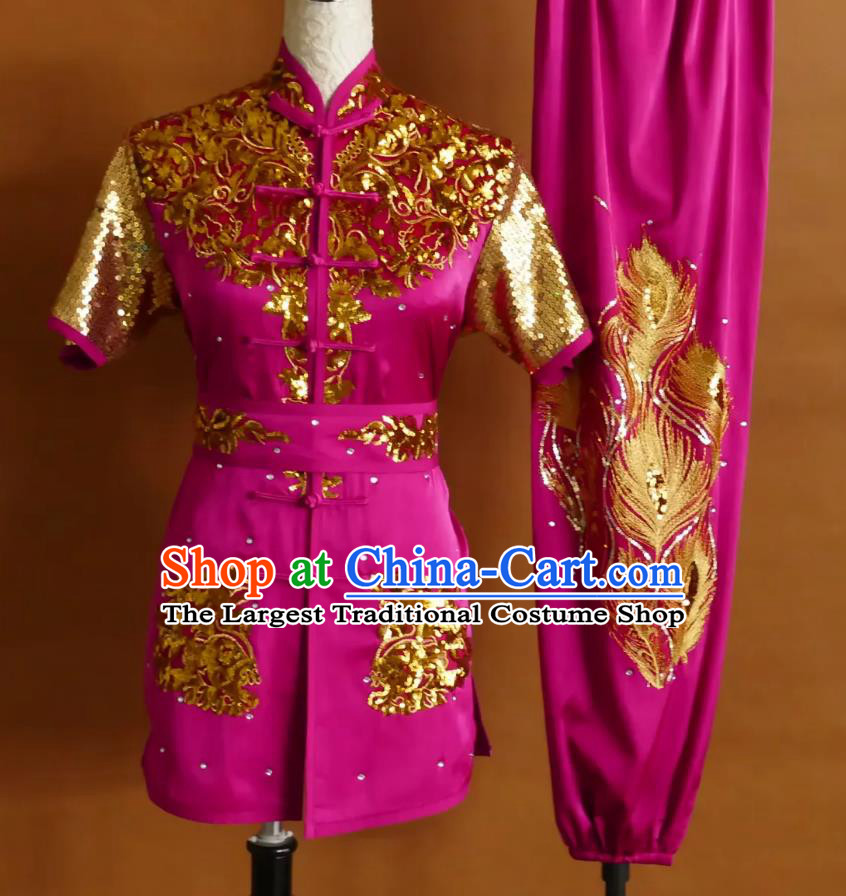 Sequin Embroidery Martial Arts Costume Professional Kung Fu Competition Uniform Wushu Clothing Changquan Group Performance Attire