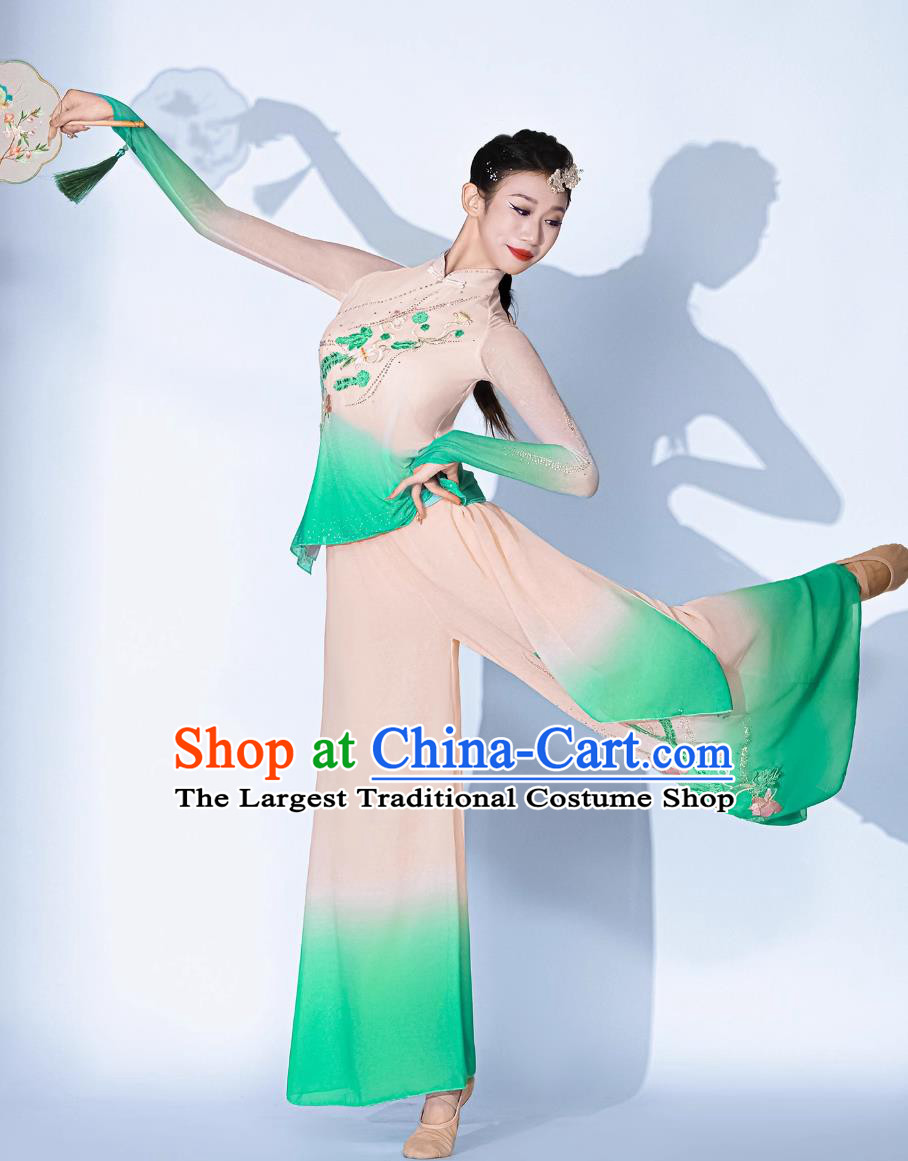 Jiaozhou Yangko Dance Costume Classical Dance Fan Dance Clothing Tea Picking Maiden Set