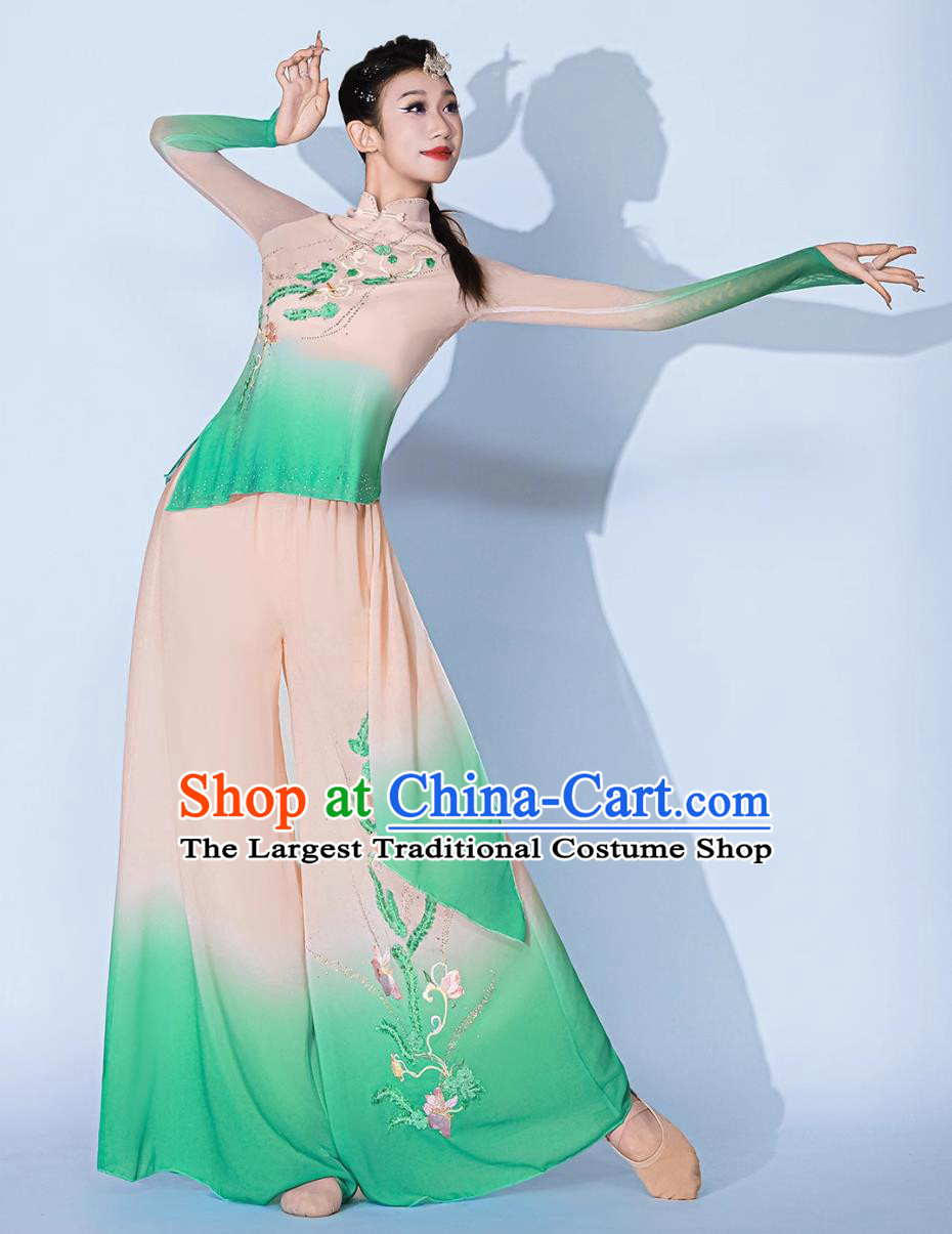 Jiaozhou Yangko Dance Costume Classical Dance Fan Dance Clothing Tea Picking Maiden Set