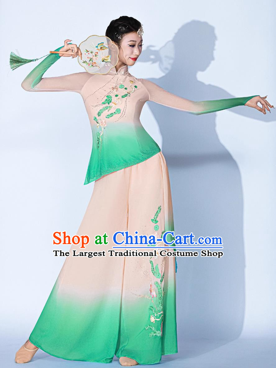 Jiaozhou Yangko Dance Costume Classical Dance Fan Dance Clothing Tea Picking Maiden Set