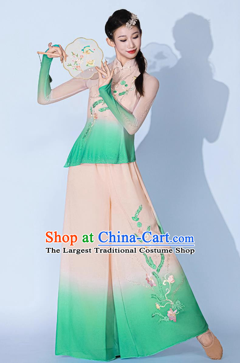 Jiaozhou Yangko Dance Costume Classical Dance Fan Dance Clothing Tea Picking Maiden Set