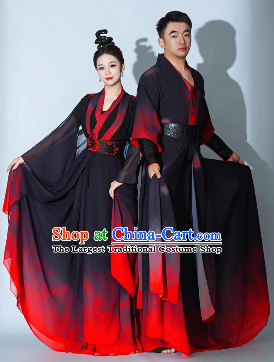 Chinese Dance Performance Costumes Hanfu Performance Attires Classical Dance Clothing Snow Dragon Chant Dresses Set