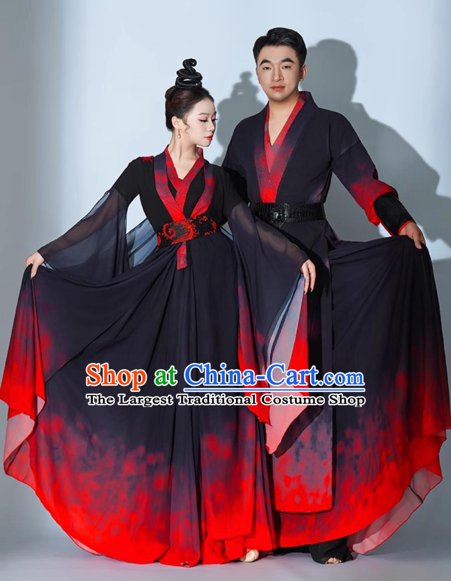 Chinese Dance Performance Costumes Hanfu Performance Attires Classical Dance Clothing Snow Dragon Chant Dresses Set