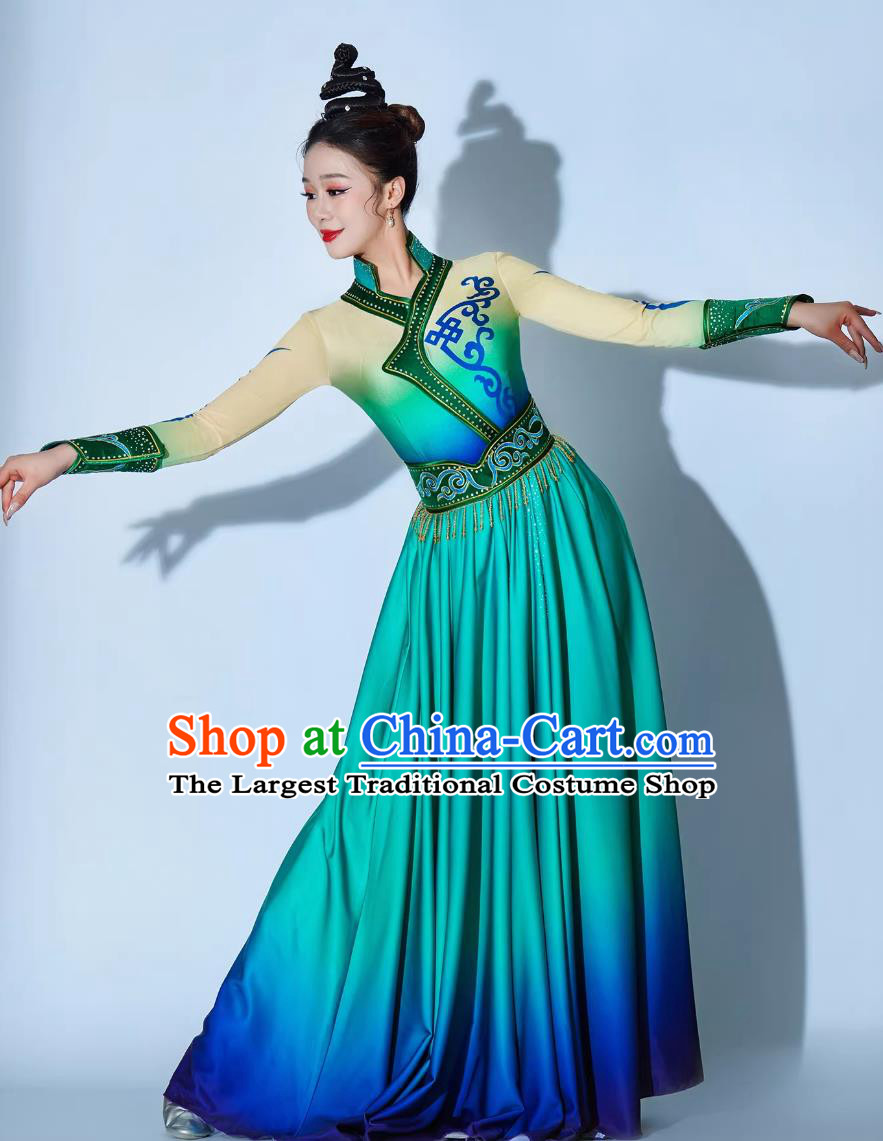 Xinjiang Dance Performance Costume Chinese Ethnic Clothing Womens Tibetan Dance Dress