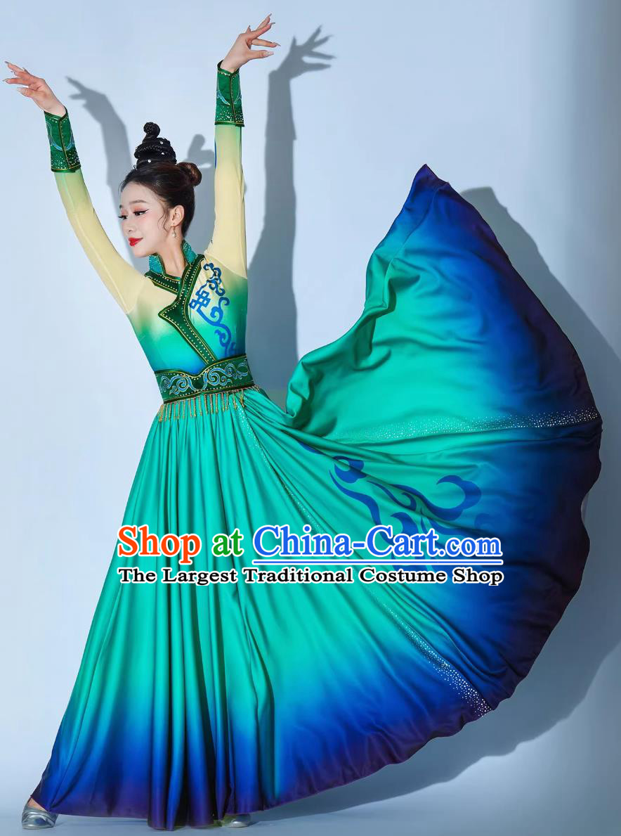 Xinjiang Dance Performance Costume Chinese Ethnic Clothing Womens Tibetan Dance Dress