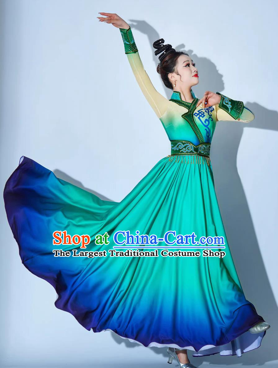 Xinjiang Dance Performance Costume Chinese Ethnic Clothing Womens Tibetan Dance Dress