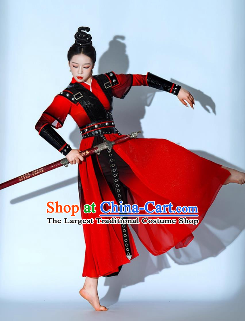 Snow Dragon Chant Dance Costumes Chinese Style Drum Performance Attires Warrior Sword Dance Clothing for Women for Men