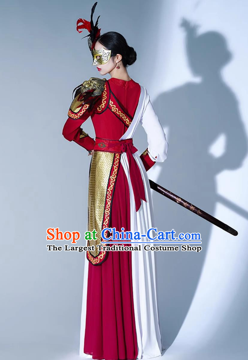 Chinese Classical Dance Costume Jiuzhou Unity Dance Attire Sword Dance Clothing Jazz Female Warrior Costume
