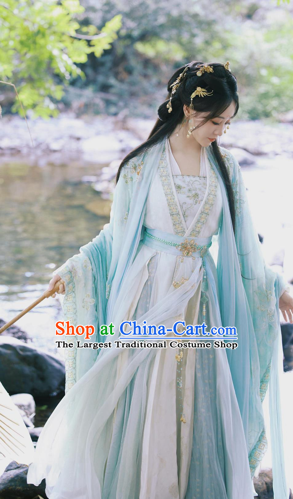 Ancient Chinese Noble Lady Clothing TV Series A Dream Within A Dream Song Yi Ting Costume Blue Traditional Hanfu Dress