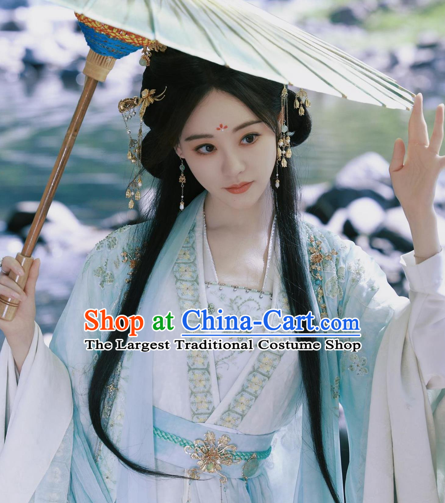 Ancient Chinese Noble Lady Clothing TV Series A Dream Within A Dream Song Yi Ting Costume Blue Traditional Hanfu Dress