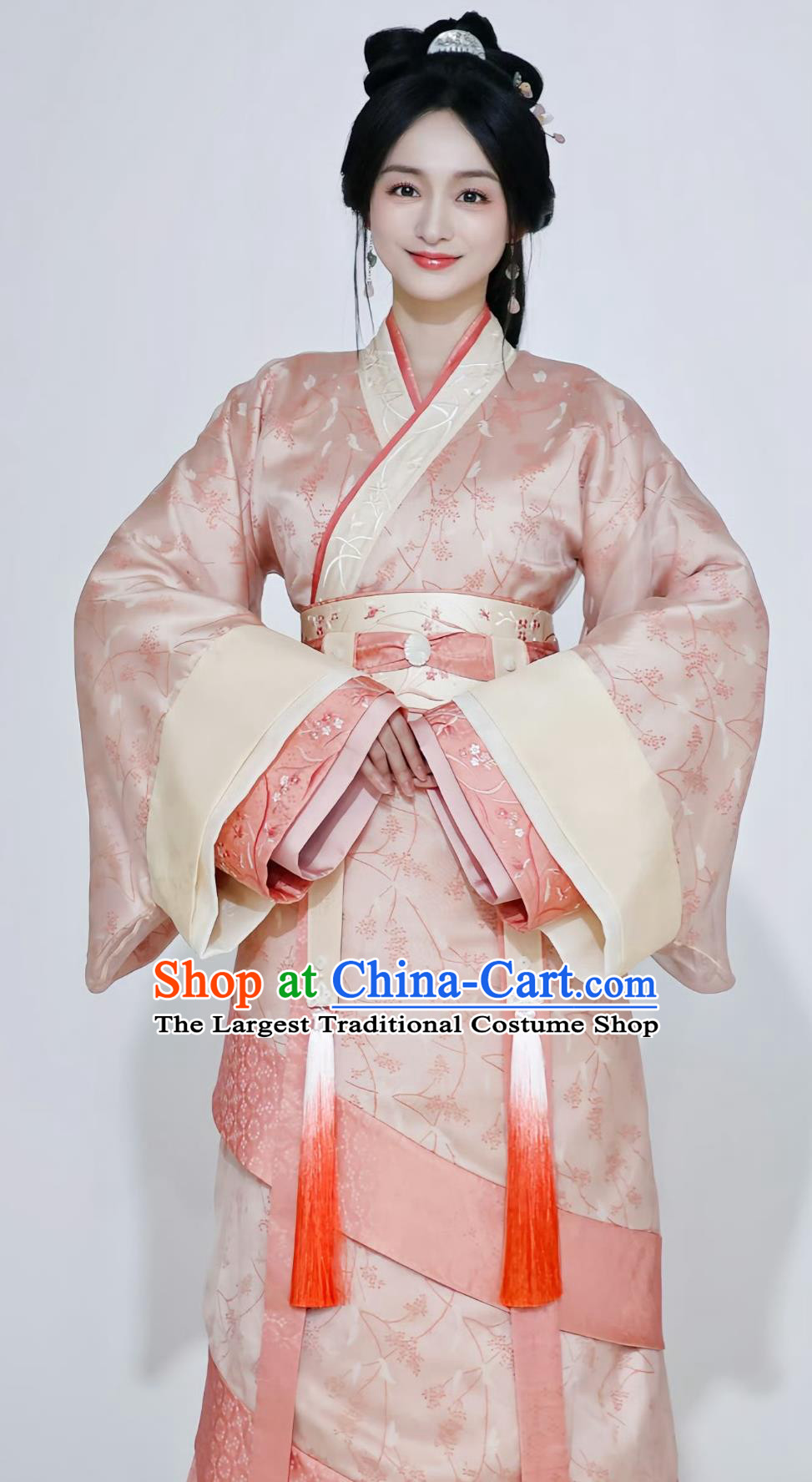 Ancient Chinese Warring States Time Noble Lady Clothing TV Series The Prisoner Of Beauty Da Qiao Costume Traditional Hanfu Quju Pink Dress