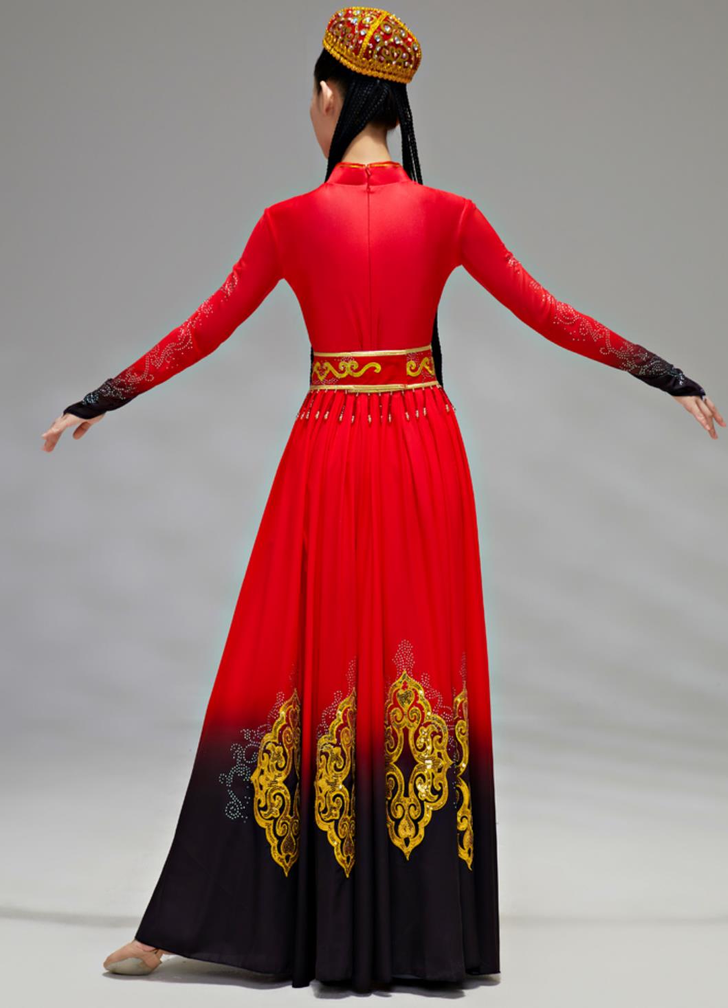 Xinjiang Dance Costume Women Uyghur Dance Performance Outfit Chinese Ethnic Opening Dance Show Dress