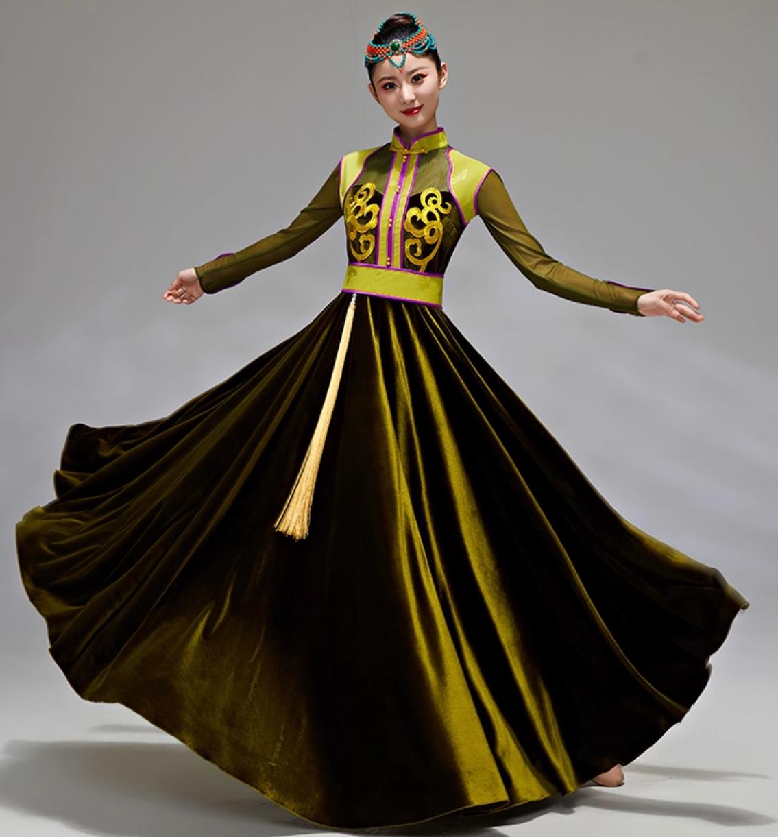 Mongolian Dance Performance Outfit Women Ethnic Mongolian Show Costume