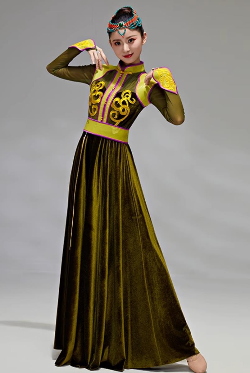 Mongolian Dance Performance Outfit Women Ethnic Mongolian Show Costume