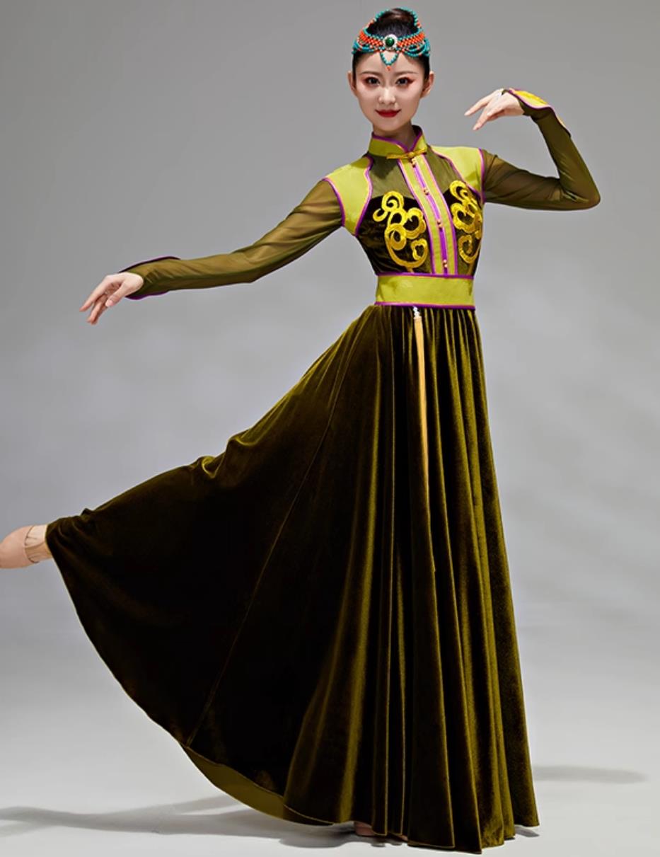 Mongolian Dance Performance Outfit Women Ethnic Mongolian Show Costume