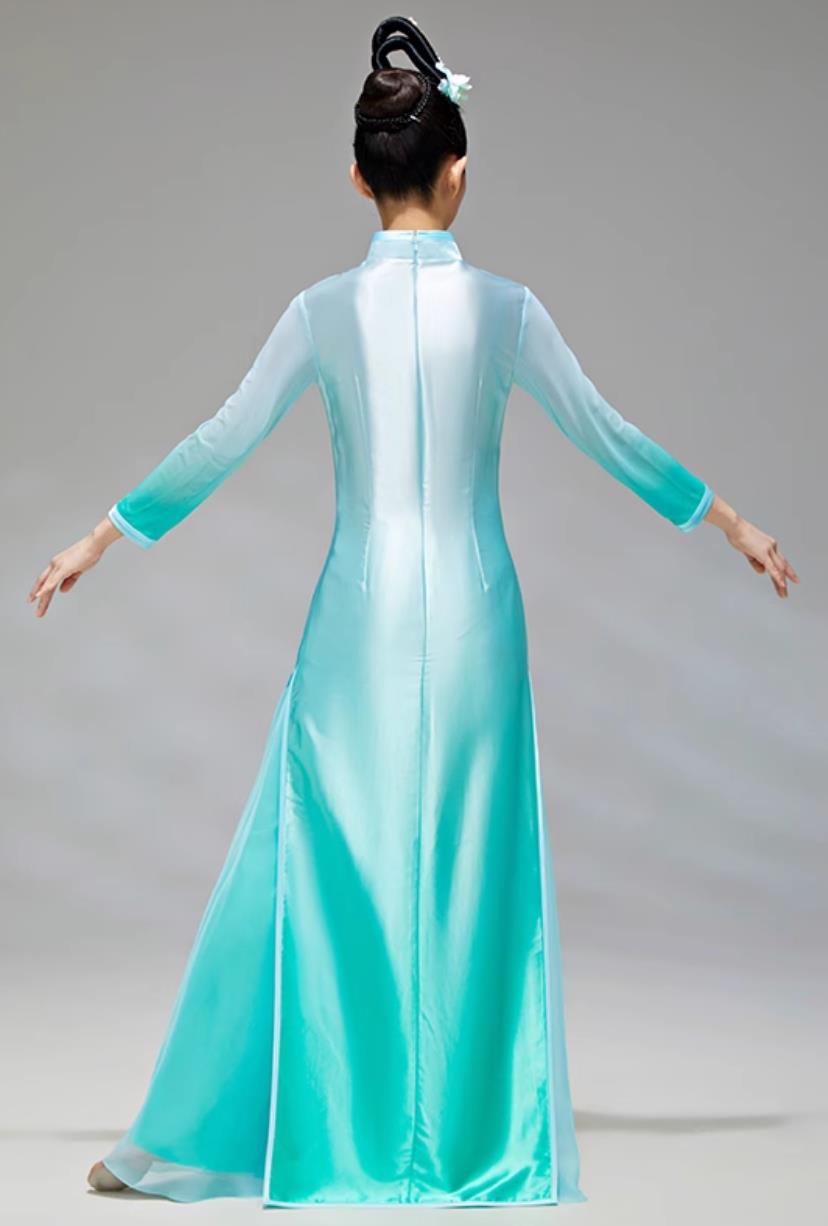 Chinese Classical Dance Performance Outfit Women Fan Dance Cheongsam Two Piece Set