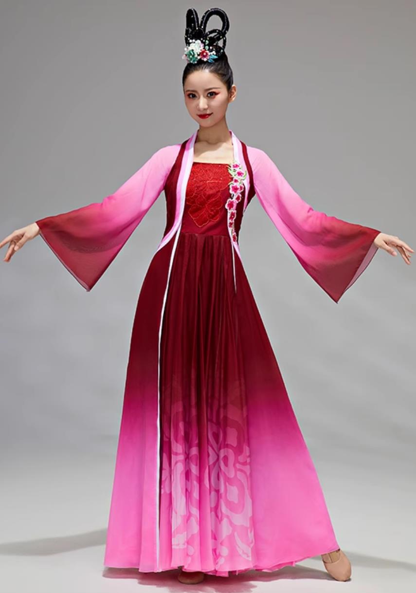 Classical Dance Performance Outfit Women Solo Dance Costume Chinese Style Flowy Dress