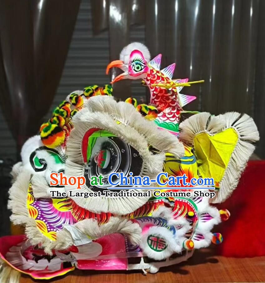 Handmade Chinese Lion Dance Clothing Festival Prop Traditional Phoenix Horn Liu Bei Lion Head and Dance Costume Complete Set
