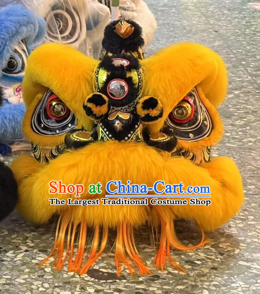 Golden Wool Laofuzi Lion Head Traditional Chinese Lion Dance Clothing Handmade Festival  Dancing Lion Costume Complete Set