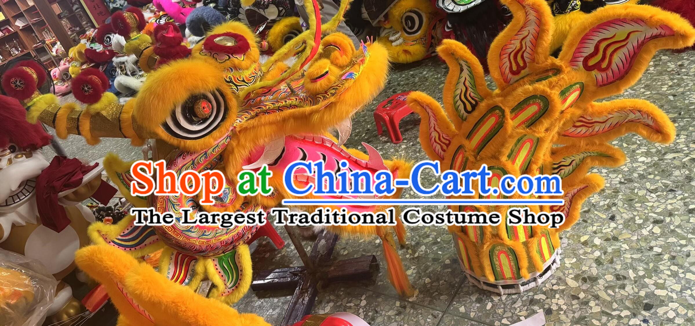 Chinese Festival Celebrations Dragon Prop Best Golden Dragon Dance Costumes Complete Set for Grand Opening