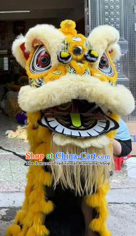 Golden Wool Lion Dance Tiger Spot Clothing Handmade Chinese Fut San Lion Head and Costume Complete Set