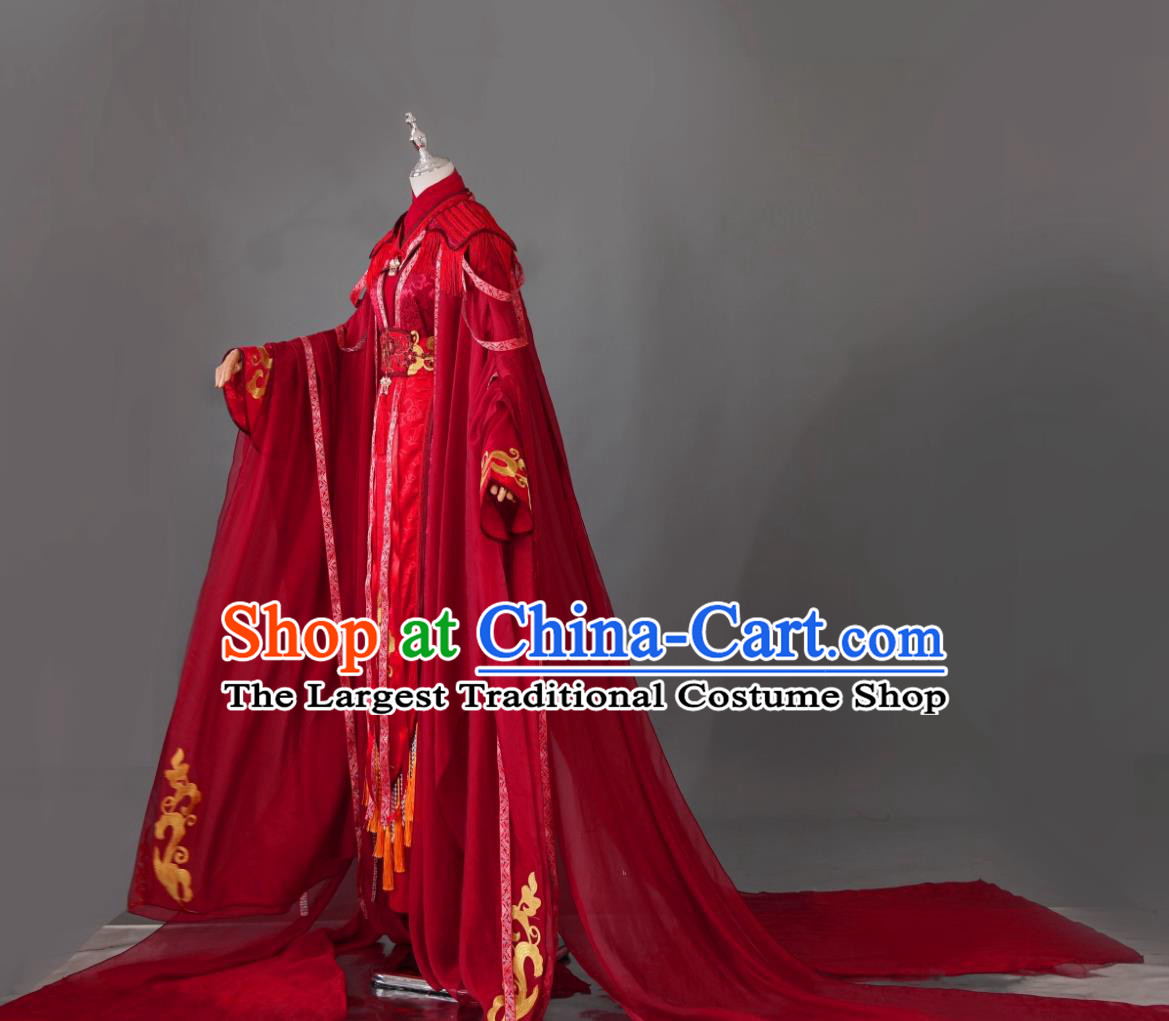 Ancient Chinese Wedding Costume Cosplay Hero Red Outfit Traditional Hanfu Clothing