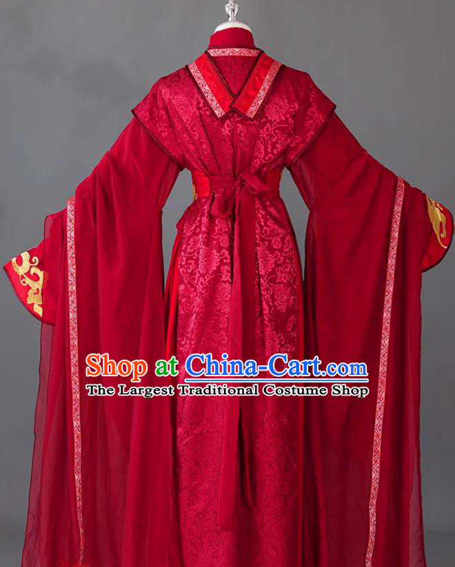 Ancient Chinese Wedding Costume Cosplay Hero Red Outfit Traditional Hanfu Clothing