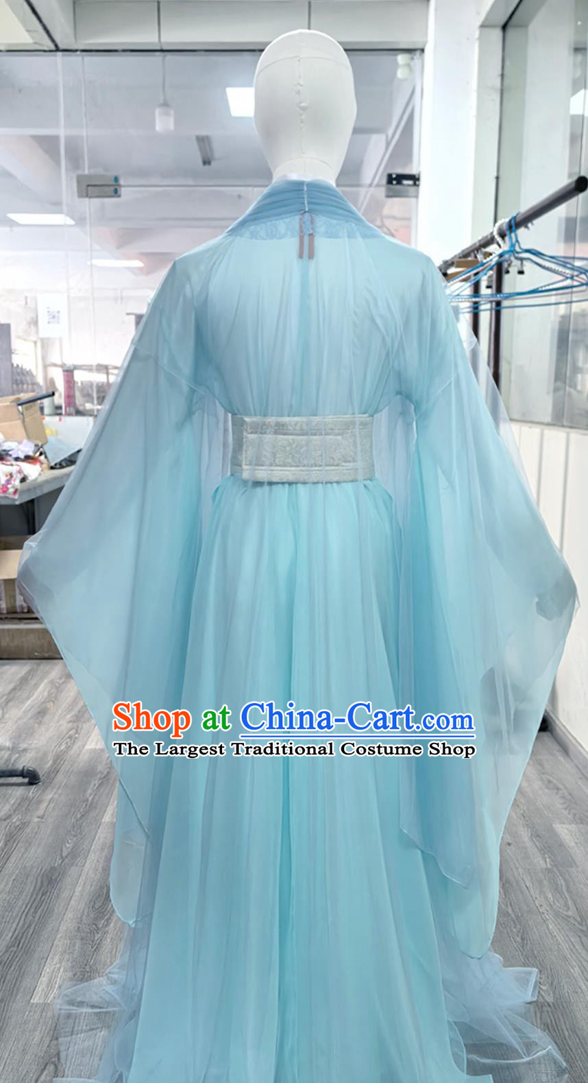 Traditional Hanfu Clothing Chinese TV Series Fairy Blue Dress Jin Dynasty Costume