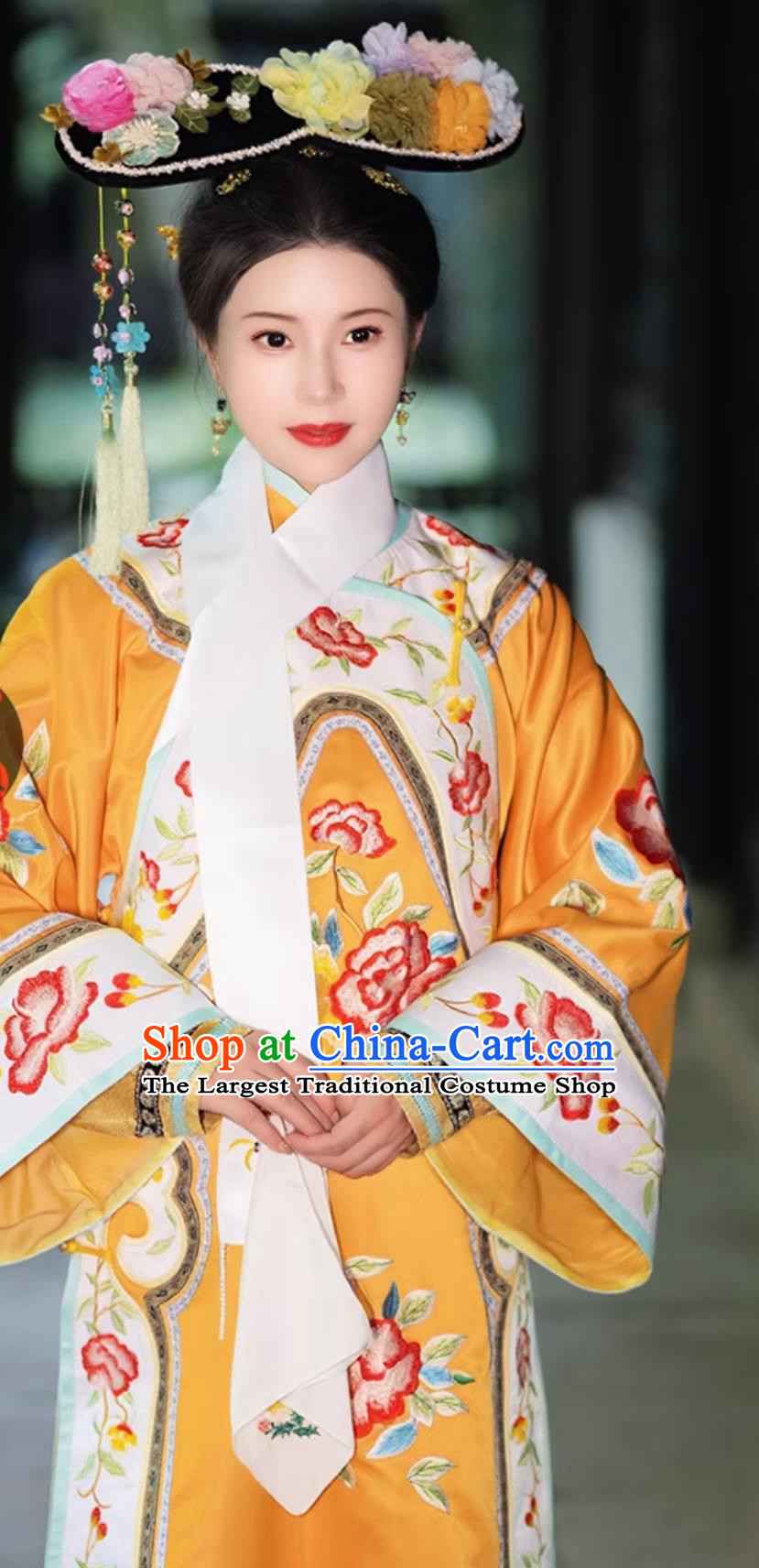 Chinese TV Series Princess Returning Pearl III Xiao Yanzi Orange Dress Qing Dynasty Princess Costume Traditional Manchu Woman Clothing
