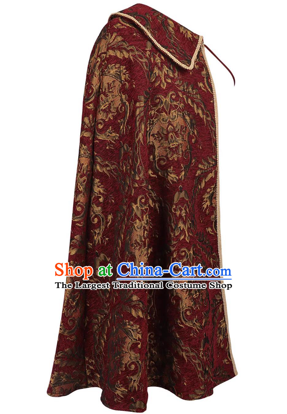 European Noble Ceremony Cape Ornate One Shoulder Cloak Europe UK King Stage Performance Shawl